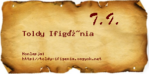 Toldy Ifigénia névjegykártya